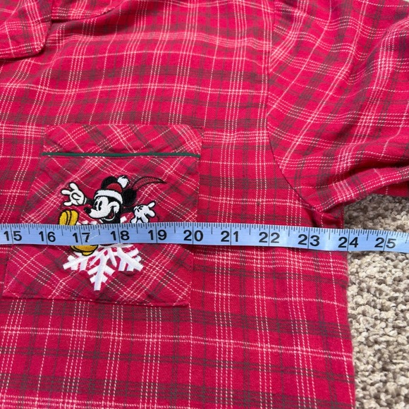 Disney Mickey Mouse Plaid Flannel Pajama Set Women's Size Large Red Sleepwear - Picture 10 of 13